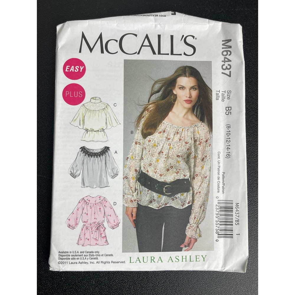 00369 - McCall's M6437 Pattern Misses Women Top Sz B5 8-10-12-14-16 Laura Ashley